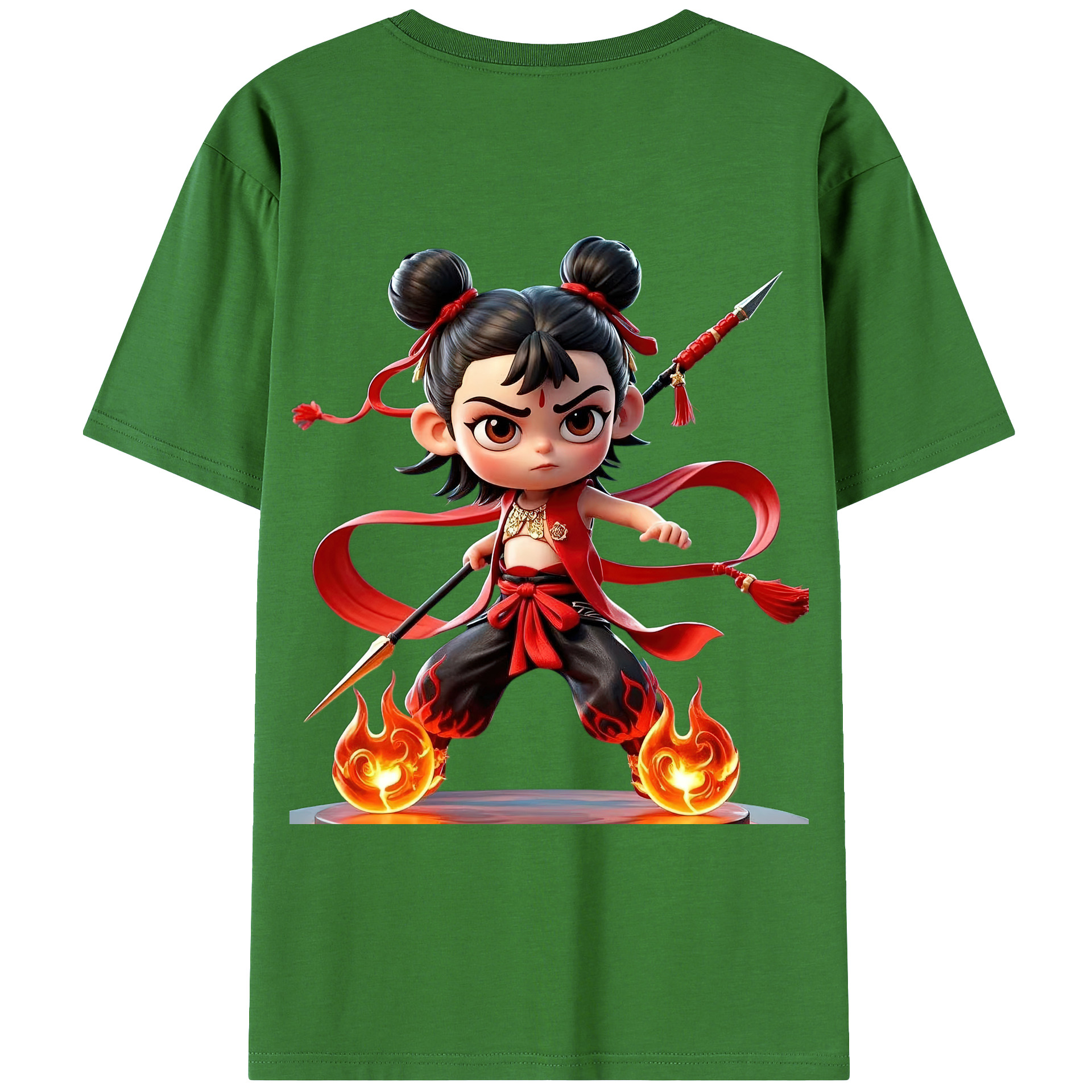 （画像用） Ne Zha 2 ナタ 魔童の大暴れ レディース半袖Tシャツ(バックプリント)